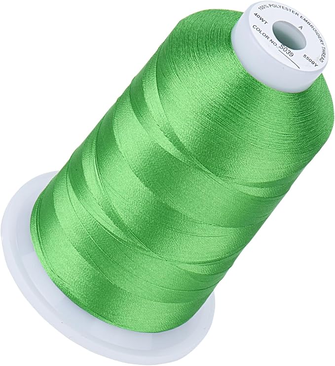 Simthread 5500Yds Embroidery Thread, 5000M High-Yardage 40WT 100% Polyester Thread – 170+ Vivid Colors, High-Speed Rated – Compatible with Brother, Singer, Janome & More - Christmas Green S039