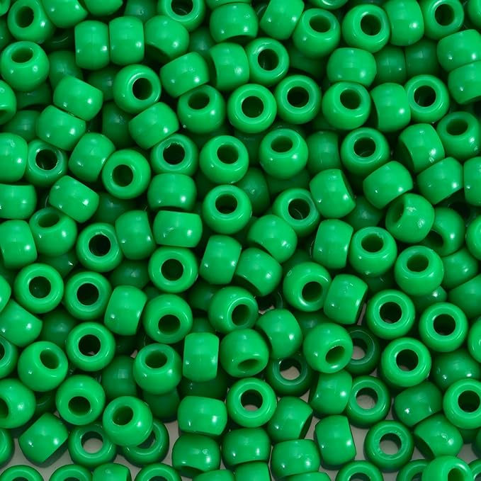 sunrica 1100pcs green pony beads 6x9mm large hole plastic beads for kandi, hair braids, necklaces, friendship bracelets