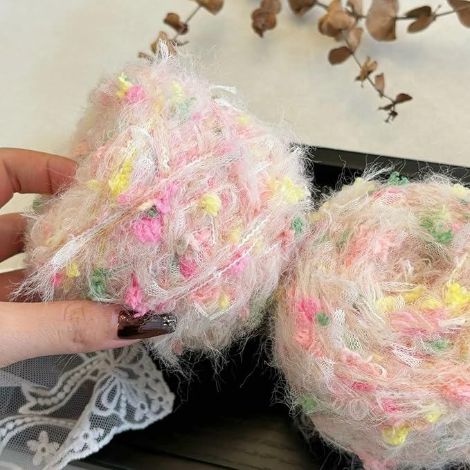 Hand Spun Art Yarn 2 Pack of 50g/Skein Fancy Yarn Multifiber Multicolored with Hand Blended Handmade for Jewelry Making Junk Magazines Knitting Crafts Textile Decorative Tassels Card Making