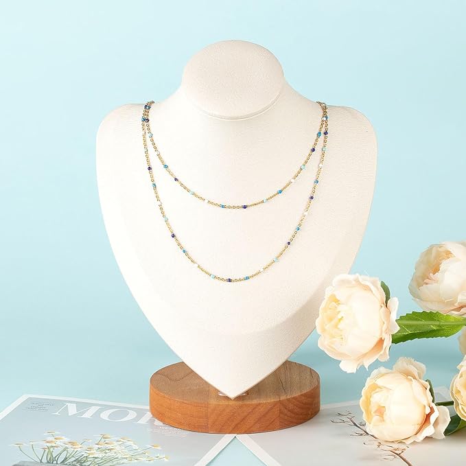 UMAOKANG 33 Feet/10M Blue Mixed Color Bead Chains for Jewelry Making Gold Plated Stainless Steel Soldered Cable Thin Chain on Spool Bracelet DIY Jewelry Findings