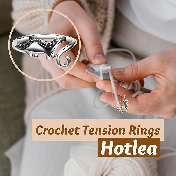Hotlea 8 Pieces Crochet Tension Rings for Crocheting Yarn Guide Ring for Finger Yarn Crochet Ring Knitting Accessories