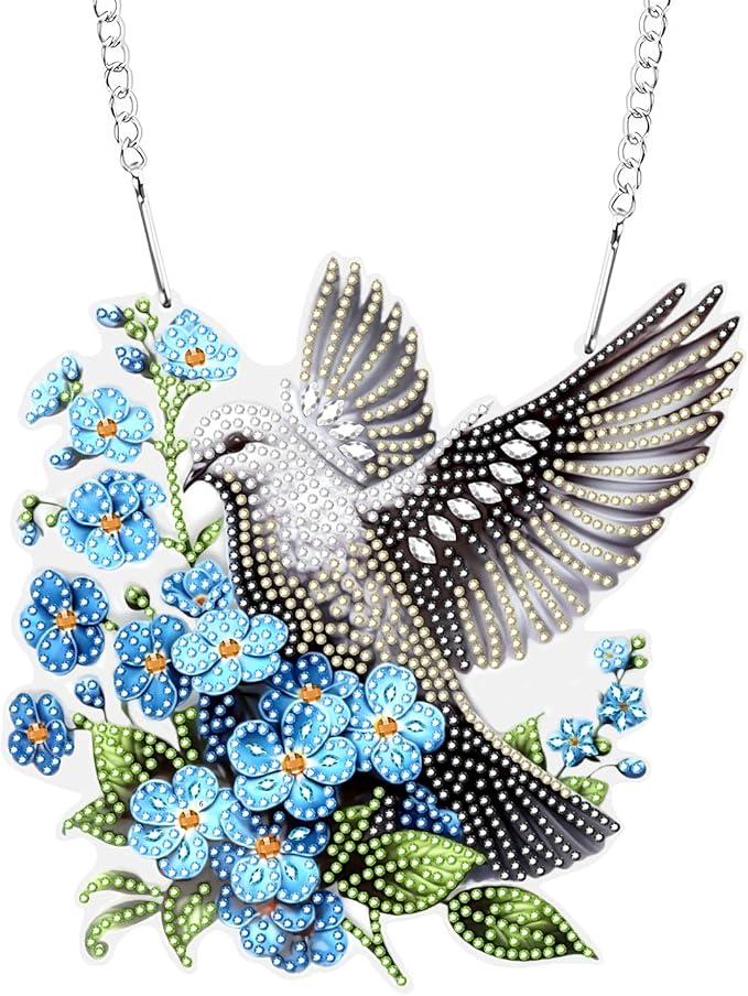 Tumwisk Diamond Painting Kits for Adults,Pigeons and Flowers Diamond Painting, Diamond Art Kits, Crafts for Adults, Hanging Wall Art Sign Ornaments Home Garden Wall Door Hanging Decoration