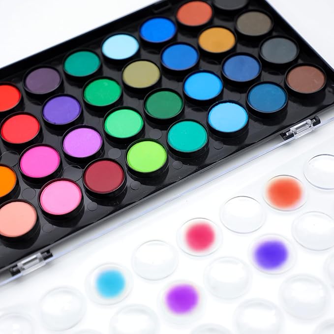 Artecho 36 Colors Watercolor Paint Set with 3 Brushes, Washable, Travel Design, Perfect for Card Making, Illustrations, Painting, Calligraphy