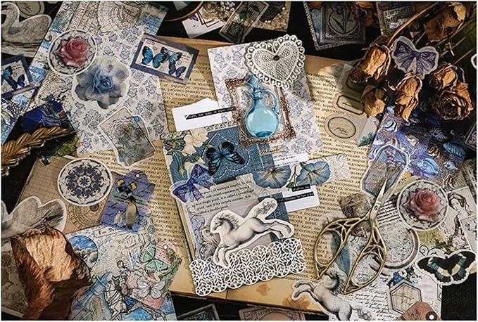 Alideco 100pcs Vintage Scrapbook Supplies Pack for Art Journaling Bullet Junk Journal Planners DIY Paper Stickers Craft Kits Notebook Collage Album Aesthetic Cottageco (bingdaolanbo)