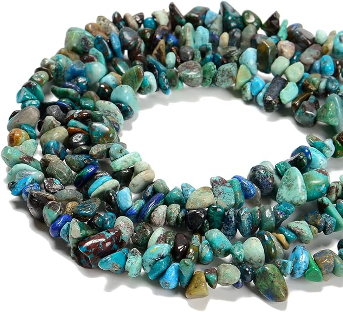 7-8mm Natural Azurite Fynchenite Gemstone Chips Beads Healing Crystals Waist Bracelets Necklace Kit Irregular Stone DIY Crafts Design Jewelry Making