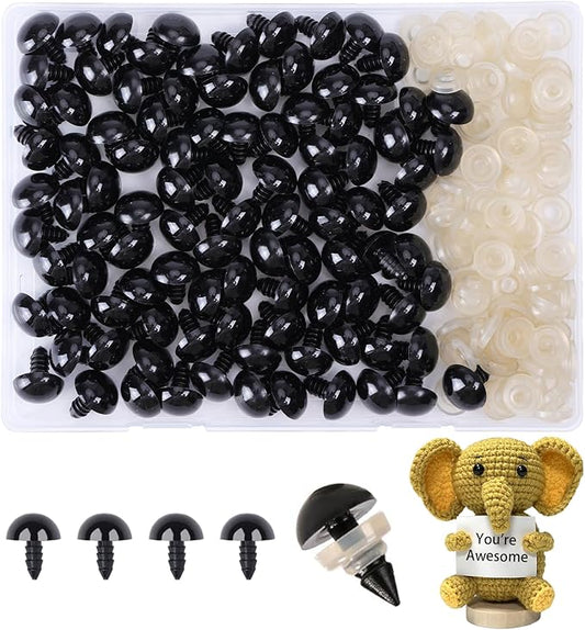 XKDOUS 14mm Safety Eyes, 200pcs for Crocheting, Crochet Eyes for Amigurumi, Stuffed Animal Doll Eyes for DIY Crafts