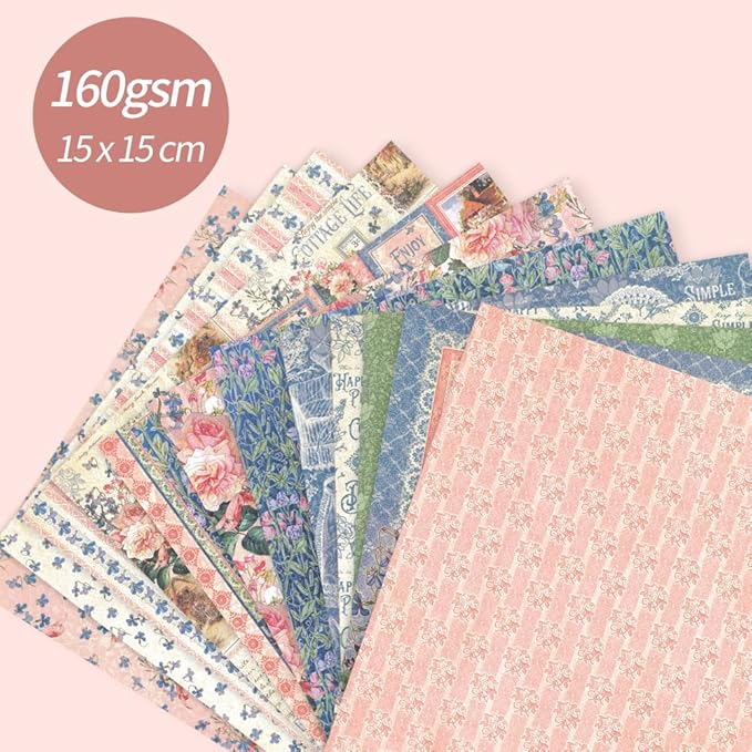 6x6” 160gsm cardstock Single Sided Scrapbooking 24 Papers Pad vintage decoupage scrapbook kit patterned paper junk journal supplies journaling supply scrap paper crafting Garden Plants