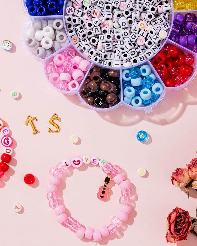 Goldwise Friendship Bracelet Making Kit for Fans, Jewelry Making Kit with 20 Colors Pony Beads, Letter Beads & Variety Charms for Jewelry Making, Kandi Beads for DIY Crafts Gifts Party Birthday