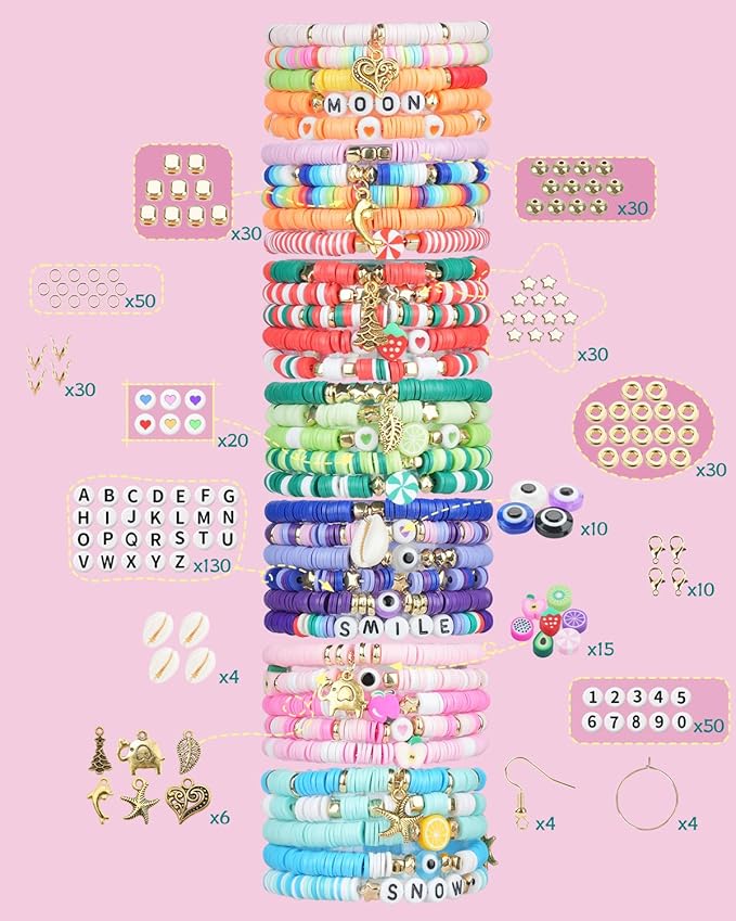 LovelyMoon Clay Beads Bracelet Making Kit 18 Colors 5000pcs Friendship Jewelry for DIY Crafts Gifts Toys for Kids