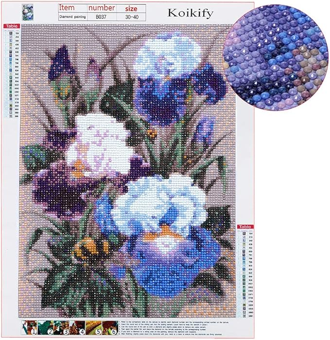 Koikify 5D Diamond Painting Kits for Adults, Full Round Drill Flower Painting 5D Cross Stitch Arts Resin Diamond Picture Beads Pasted Craft DIY Painting for Home Wall Decor, Gift 11.8 x 15.7 Inch