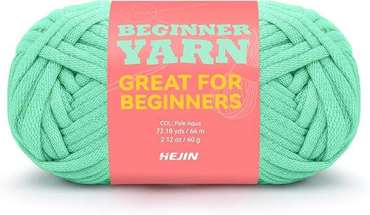 60g Pink Green Yarn for Crocheting and Knitting;66m (72yds) Cotton Yarn for Beginners with Easy-to-See Stitches;Worsted-Weight Medium #4;Cotton-Nylon Blend Yarn for Beginners Crochet Kit Making