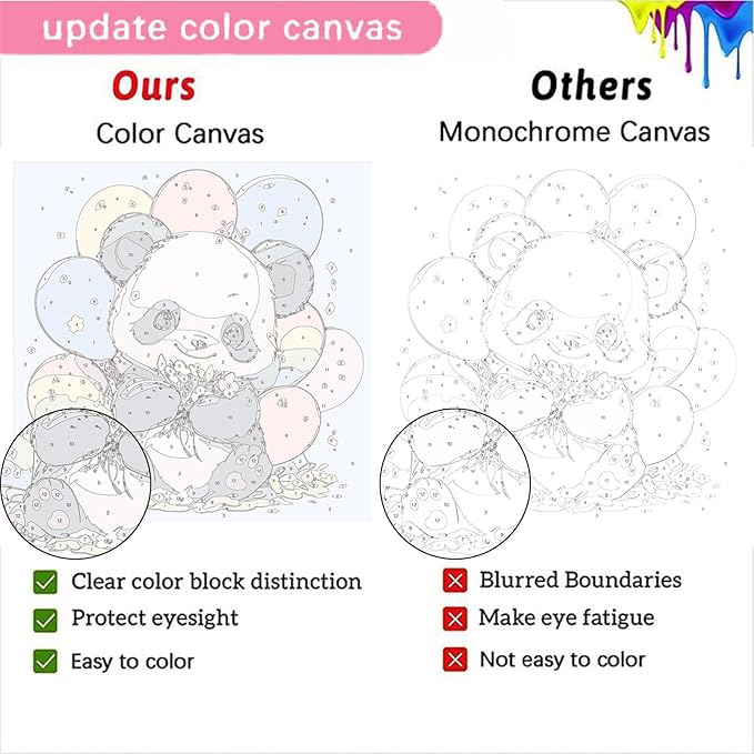 4 Pack Animal Paint by Number for Kids with Wooden Frame, Paint by Numbers for Kids Animals Ages 4-8-12, Easy Panda Sea Turtle Owl Cow DIY Acrylic Oil Painting Kits for Home Wall Decor (8X8 inch)