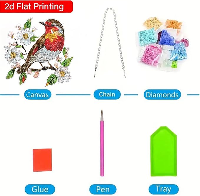 ZeeLionArt Hanging Diamonds Art kit for Adult,Bird Pendant Diamonds Painting Art Kit,7.6x7.6inch Acrylic Diamonds Painting Board Kit Ornament, Special Crystal Diamond Hanging Ornament