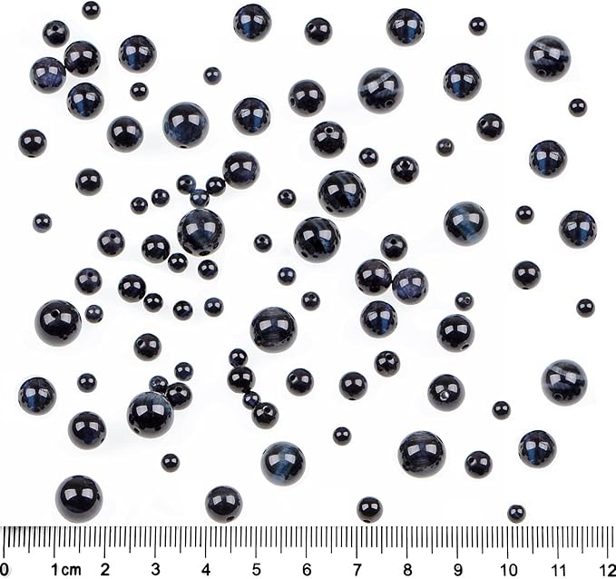 bymitel 90pcs crystal beads stone gemstone round energy healing loose beads with stretch cord for jewelry making bracelets anklets (dark blue tiger's eye, 10mm 90pcs)