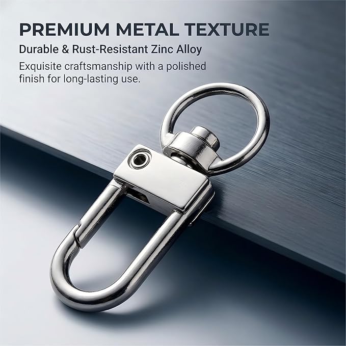 20-Pack Gold & Silver Metal Lobster Claw Clasps, 360° Swivel Trigger Snap Hooks DIY Claw Clasps for Keychains and Jewelry Crafting, Durable for Bag Connector and Key Rings Accessories (Silver)