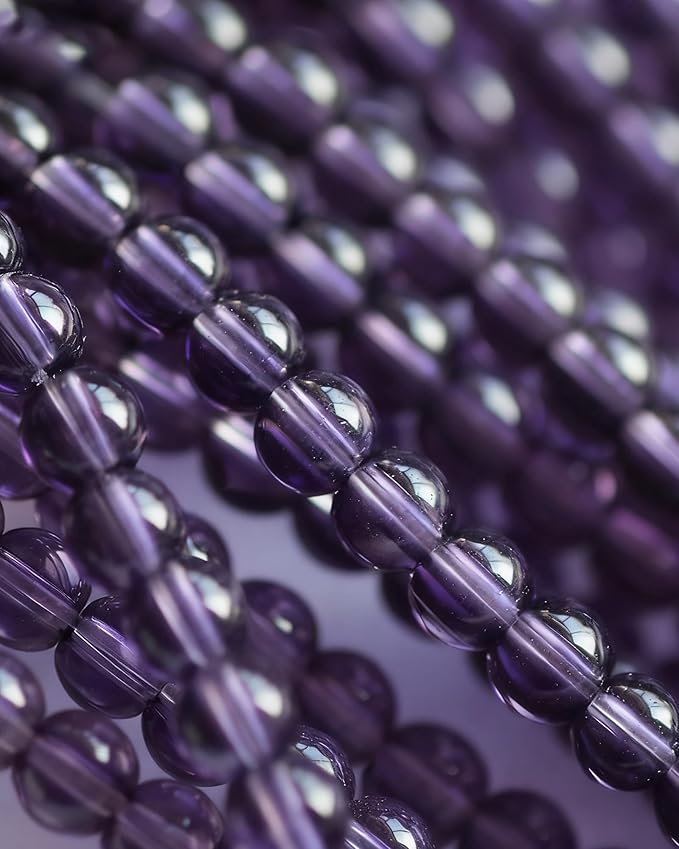 8mm Glass Beads 46PCS Glass Beads for Jewelry Making Charm Round Loose Bead for Bracelet Making Kit (Violet Blue)