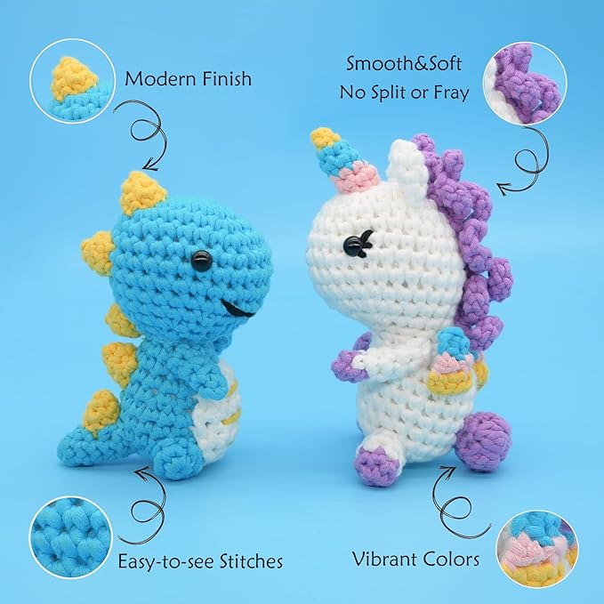15 Pack Rainbow Beginner Crochet Yarn for Crocheting and Knitting (15x50g) - Rainbow Mix-New