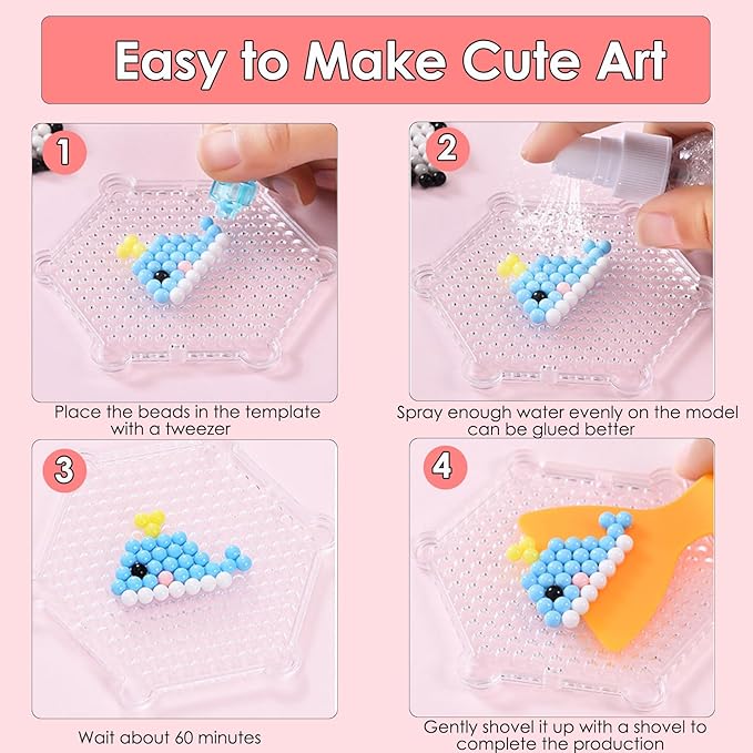 sigowal 3000 pcs non-iron fuse beads kit, 24 colors 5mm water fuse beads for kids, no heat bead creative refill set diy starter gift for new years, birthdays, christmas
