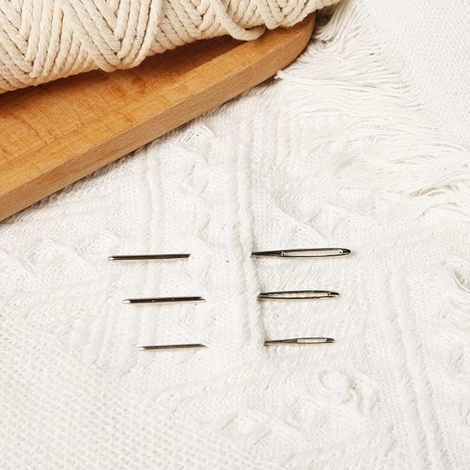 18pcs Large Eye Sewing Needles, Stainless Steel Sharp Tapestry Needles Hand Knitting Needles Embroidery Hand Needles with Wooden Needle Case for Crochet Projects (3 Sizes)