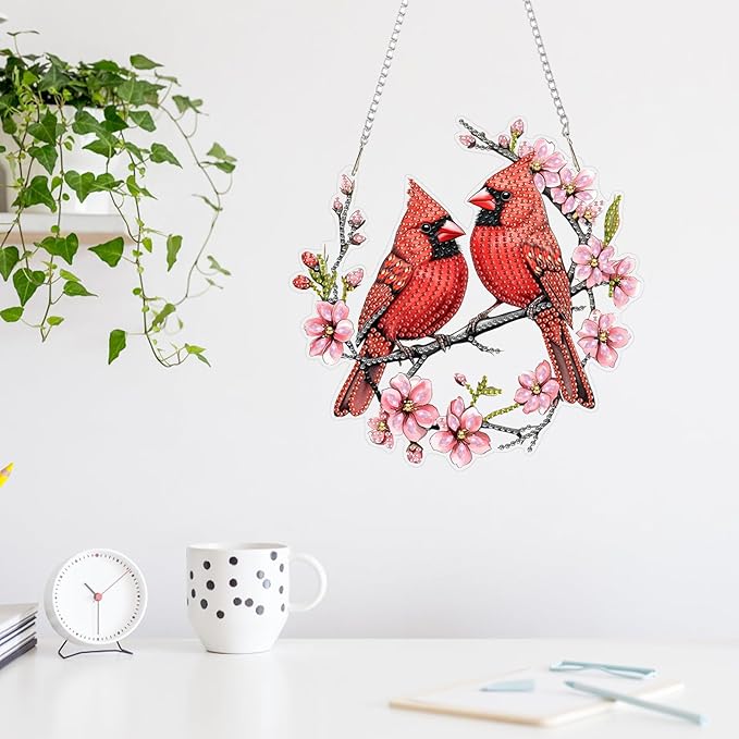 MAXBYE Diamond Art Painting Pendant Kits, 5D Diamond Painting Hanging Ornament Hummingbird, DIY Diamond Crystal Window Pendant Kit for Adults Gift Wall Home Decoration