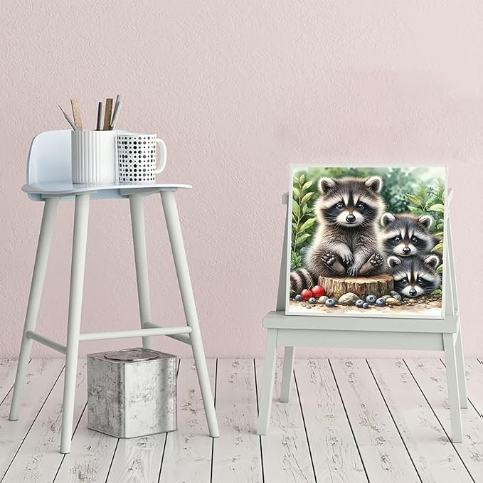CZYWJMEI 5D Diamond Painting Kits for Adults Beginners,DIY Raccoon Family Diamond Art Kits,Full Round Drill Diamond Dot Gem Art Kits,Home Wall Decor 13.7 x13.7nch
