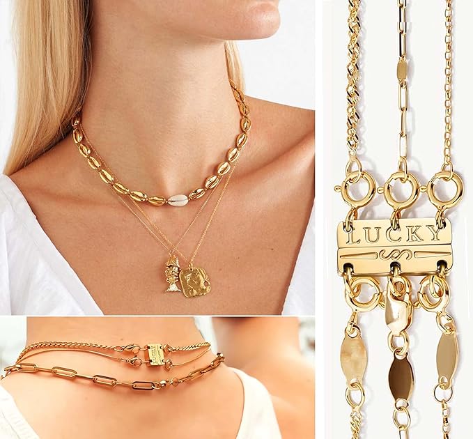 dailyacc lucky necklace layering clasp 18k gold and silver multiple necklace clasps for layered look separator