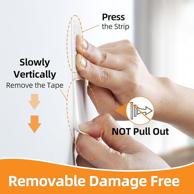 XL Picture Hanging Strips Heavy Duty, 80 Strips Damage Free Removal Picture Hangers for Wall, Sticky Hook & Loop Adhesive Strips for Poster/Picture/Home/Office, 40 Pairs/X-Large, White