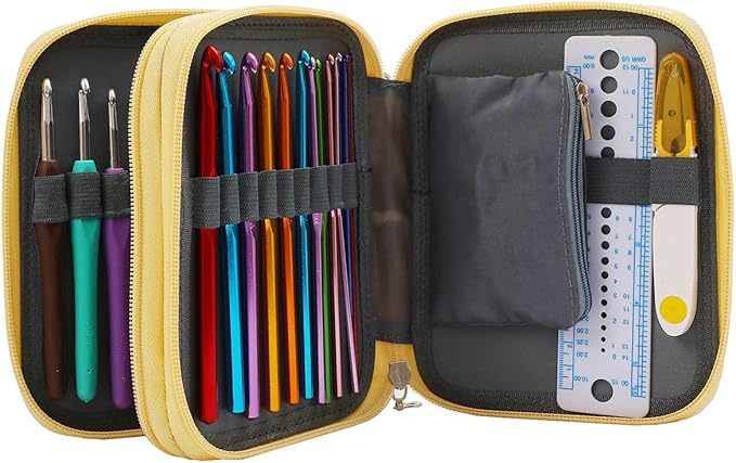 HMZSP Crochet Knitting Needle Set, Handmade DIY Knitting, Ergonomic Yarn Needles and Sewing Accessories, Suitable for Beginners and Experienced Crochet Enthusiasts (Yellow)