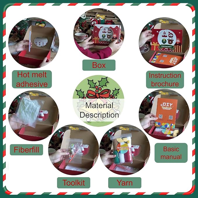 Generic Crochet Kit - Beginner Friendly with Step-by-Step Videos & Patterns (Christmas Donuts)