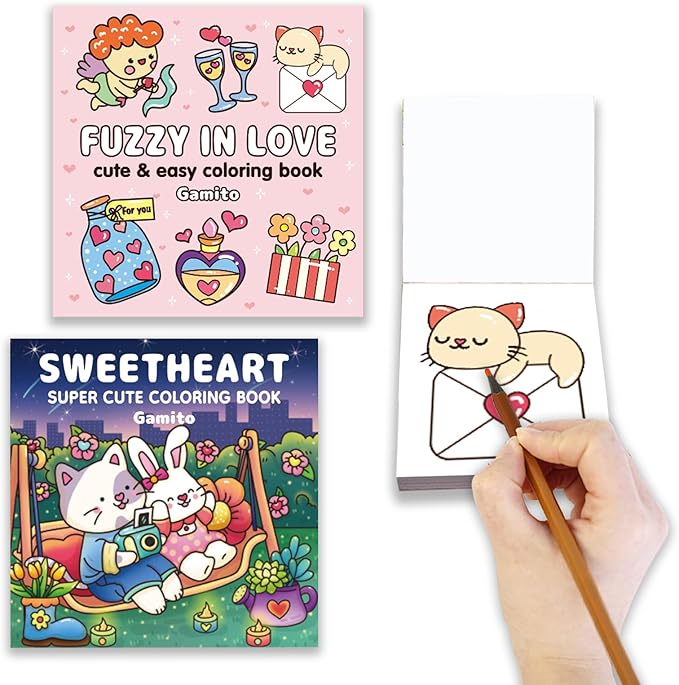 Mini Coloring Book for Adults, 2-Pack Travel Small Coloring Books, Pocket Size Adults Relaxation Coloring Books Stress Relief Adult Mini Coloring Book (Sweet Heart)