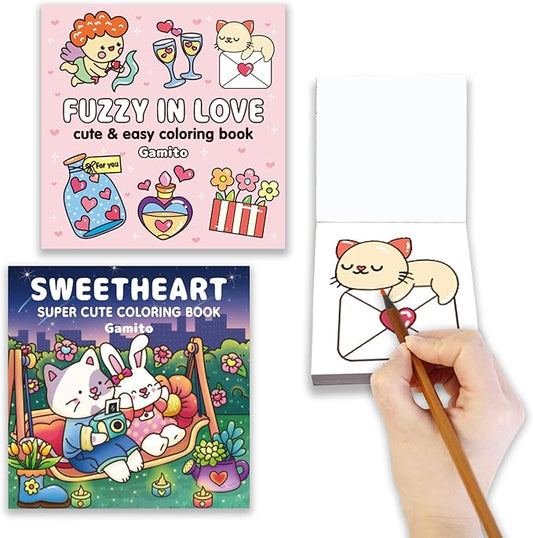 Mini Coloring Book for Adults, 2-Pack Travel Small Coloring Books, Pocket Size Adults Relaxation Coloring Books Stress Relief Adult Mini Coloring Book (Sweet Heart)