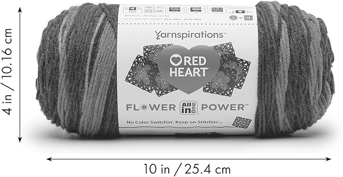 Red Heart All in ONE Flower Power Cherry Blossom Yarn - 3 Pack of 8.8oz/250g - 100% Acrylic - #4 Worsted (Medium) - 440 Yards - Knitting/Crochet