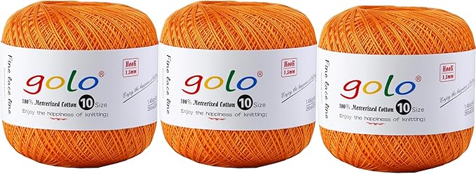 golo 3 Balls Crochet Thread Size 10 Crochet Yarn for Hand Knitting 632