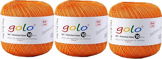 golo 3 Balls Crochet Thread Size 10 Crochet Yarn for Hand Knitting 632