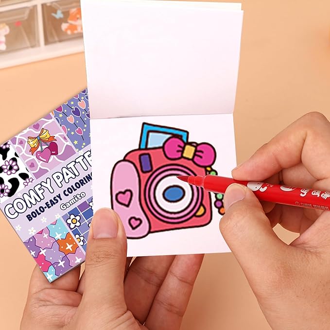 Mini Coloring Book for Adults, 2-Pack Travel Small Coloring Books, Pocket Size Adults Relaxation Coloring Books Stress Relief Adult Mini Coloring Book (Comfy Pattern)