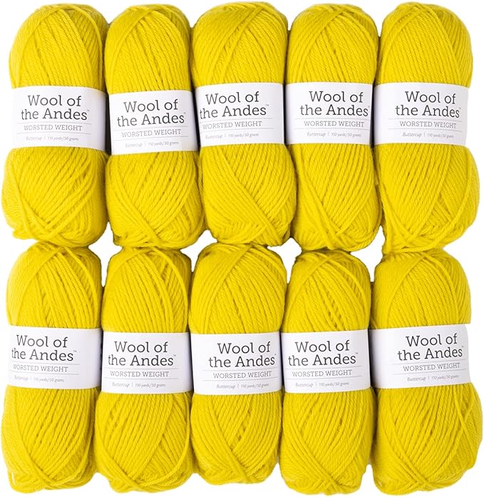 Knit Picks Wool of The Andes Worsted Weight Yellow 100% Wool Yarn Multi Pack (10 Balls - Buttercup)