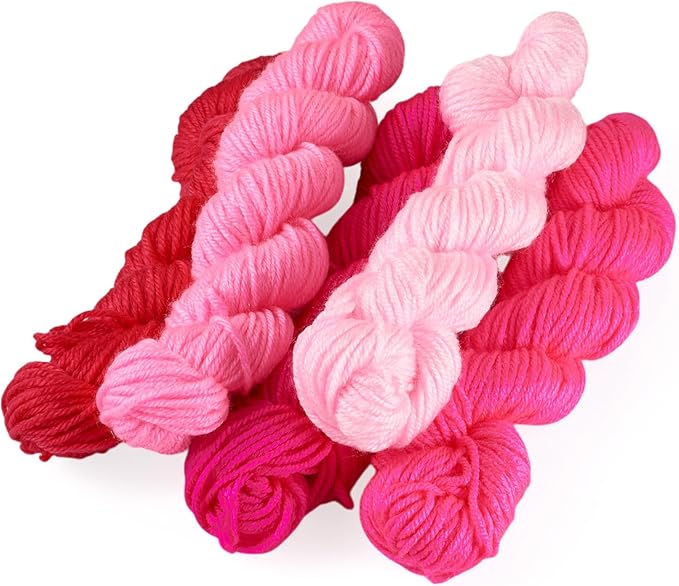 Cheriswelry 5 Skeins Soft Acrylic Fiber Yarn for Knitting 2.2mm Pink Theme Craft Sewing Cord Threads for Weaving Multicolor Skeins Yarn kit for Crochet Beginners Adults