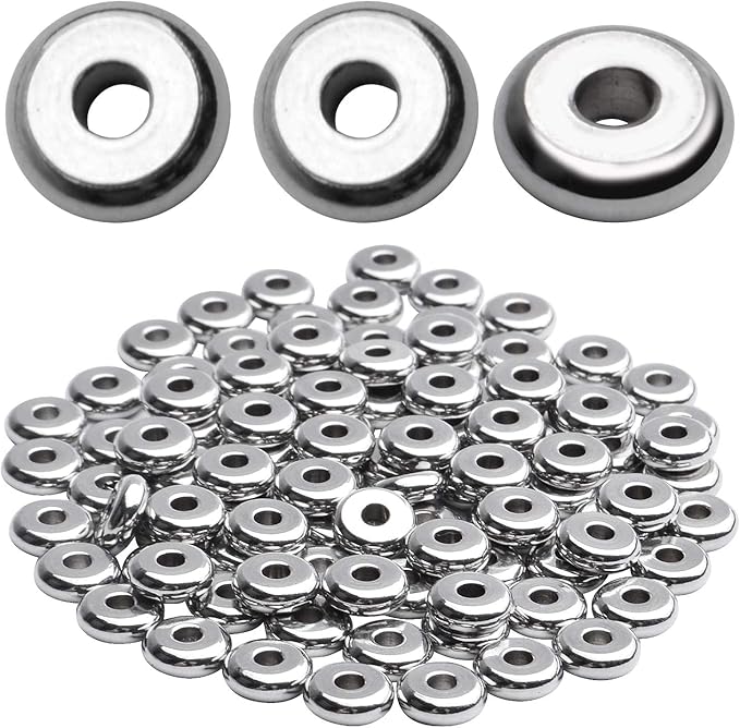 Rondelle Spacer Beads, 100pcs Stainless Steel Disc Rondelle Slices, 6x2mm