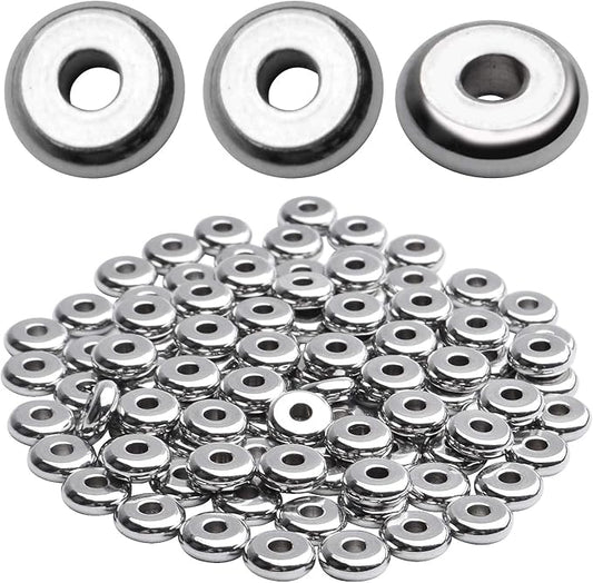Rondelle Spacer Beads, 100pcs Stainless Steel Disc Rondelle Slices, 6x2mm