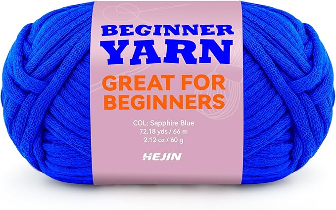60g Diamond Blue Yarn for Crocheting and Knitting;66m (72yds) Cotton Yarn for Beginners with Easy-to-See Stitches;Worsted-Weight Medium #4;Cotton-Nylon Blend Yarn for Beginners Crochet Kit Making