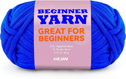 60g Diamond Blue Yarn for Crocheting and Knitting;66m (72yds) Cotton Yarn for Beginners with Easy-to-See Stitches;Worsted-Weight Medium #4;Cotton-Nylon Blend Yarn for Beginners Crochet Kit Making