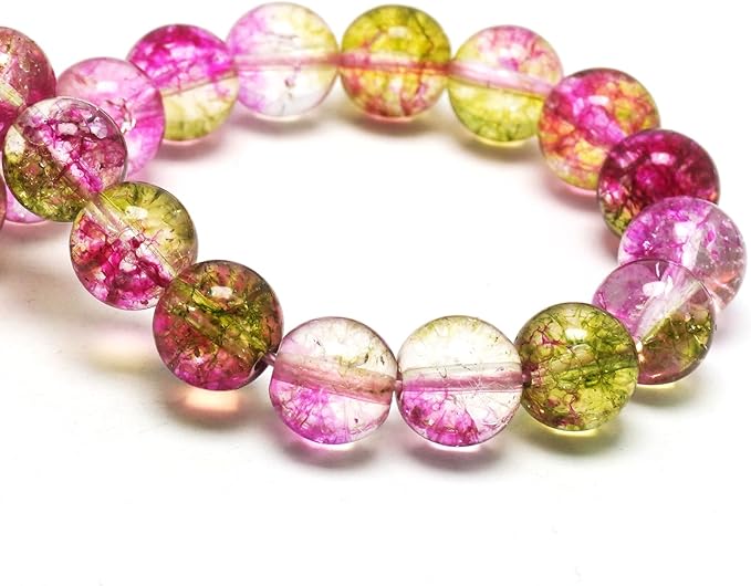 Crystal Round Beads for Jewelry Making - 6mm Glass Craft Beads for Bracelets(58-62pcs, Watermelon Crystal)