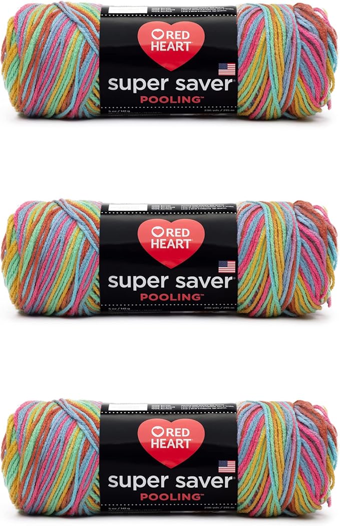 Red Heart Super Saver Yarn, 3 Pack, Papaya 3 Count