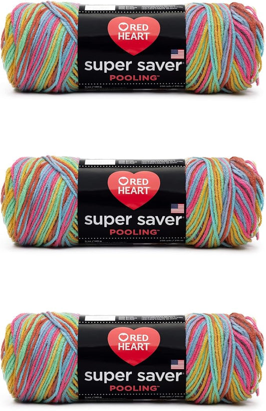Red Heart Super Saver Yarn, 3 Pack, Papaya 3 Count
