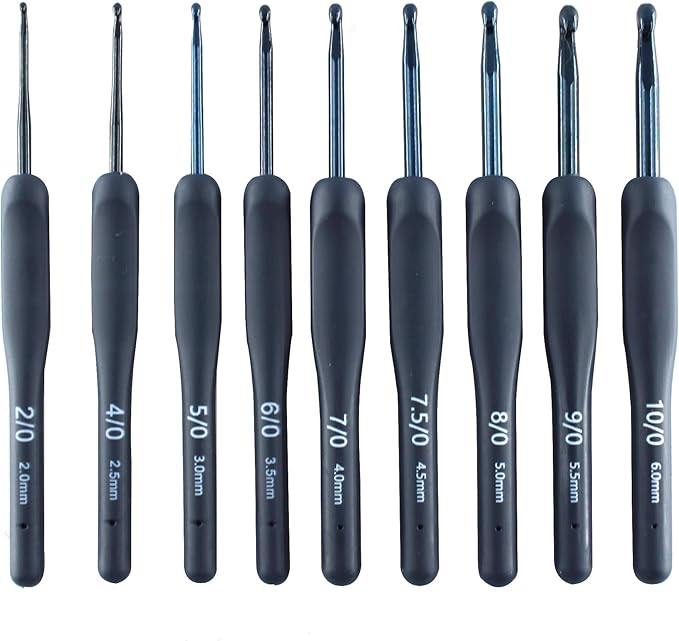 YUYUDEHM 9PCS Navy Crochet Hooks Ergonomic Soft Grip Crochet Hook Set, 2.0-6.0mm Crochet Kit