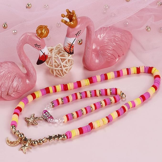 MIIIM Red Clay Bracelet Kit - Heishi Beads, Clay Charms, Gold Spacer Beads - Jewelry Making & Friendship Bracelet Kit for Valentine's Day, Crafts, Raves, Gifts