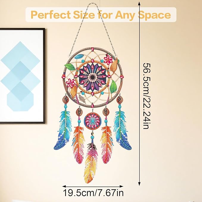 DIY Dream Catchers Diamond Painting Kit - Handmade Craft for Boho Decor, Symbol of Good Dreams & Positive Energy, All-Inclusive Crafts for Adults (Vibrant)