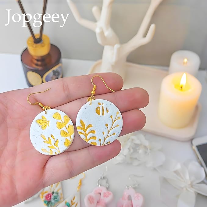 Jopgeey Polymer Clay Stamps Tool Set for Adults - 3D Print 12 Shapes of Plant & Animal, Work with Polymer Clay Cutter, Spring Cutter Stamps for Jewelry Pieces Making, Earrings and Necklace Pendants