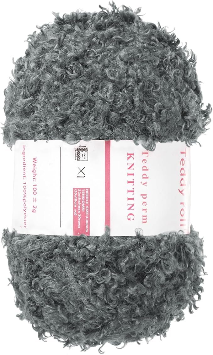MECCANIXITY 1 Skeins Eyelash Yarn Fur Soft Fluffy Chunky Polyester Yarn Fuzzy Dark Gray for Crocheting Knit DIY Clothes Bag - 55Yard/50m, 3.53oz