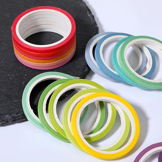 20 Rolls Rainbow Washi Tape Slim, 16.4ft Colorful Rainbow Pastel Washi Tape Set Skinny Thin Decorative Colored Washis Craft Tapes, Rainbows Colors Thin Decorative Tapes for Journal DIY Planner Craft